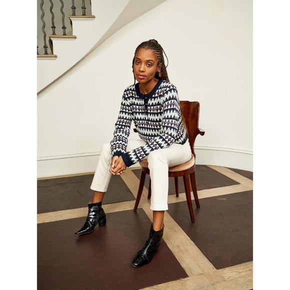 La Ligne Recurate Courchevel Henley Fair Isle Sweater Size XL - Picture 3 of 11